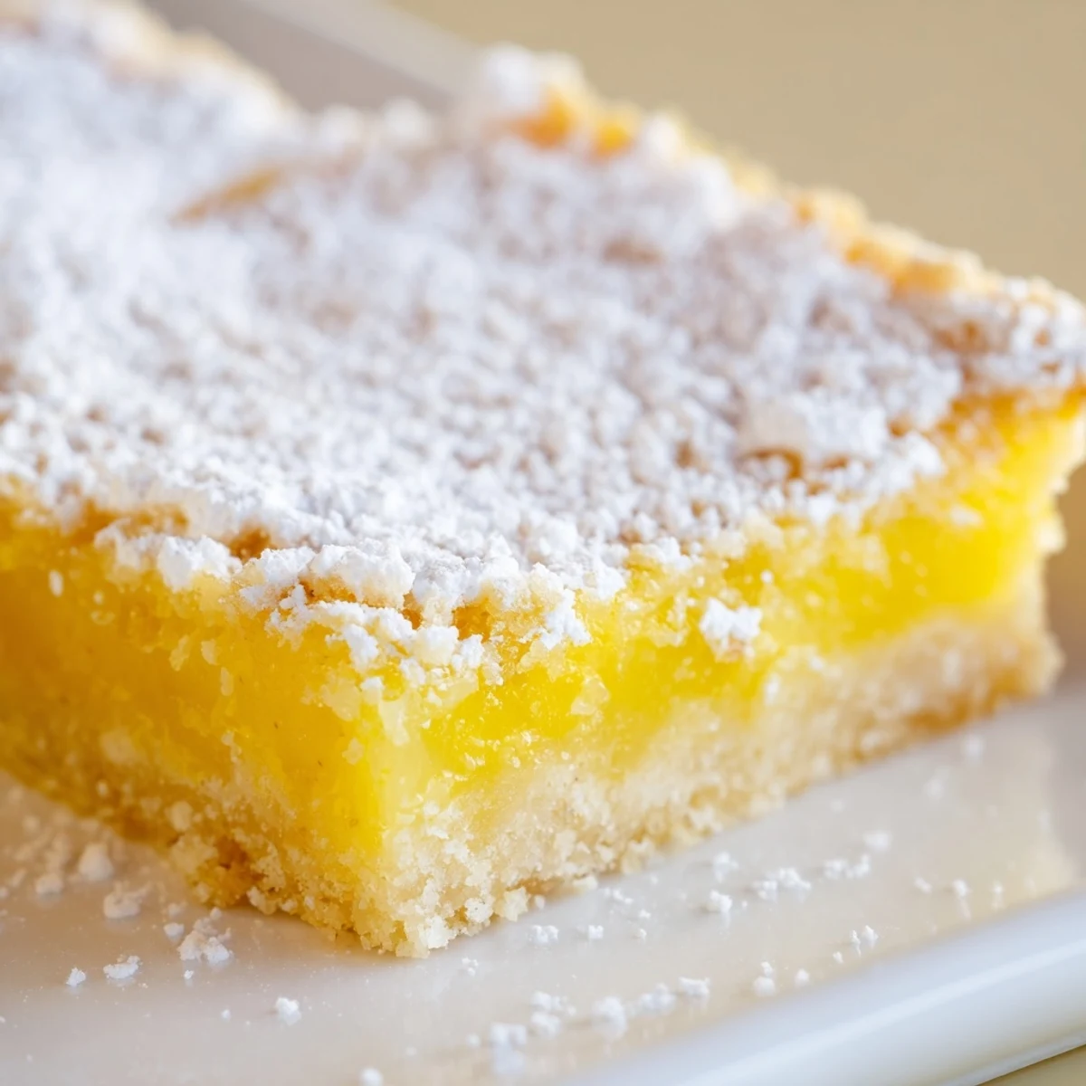 Homemade Lemon Treat Bars cut into squares, showing the melt-in-your-mouth texture and buttery crust, perfect for an afternoon tea party dessert.