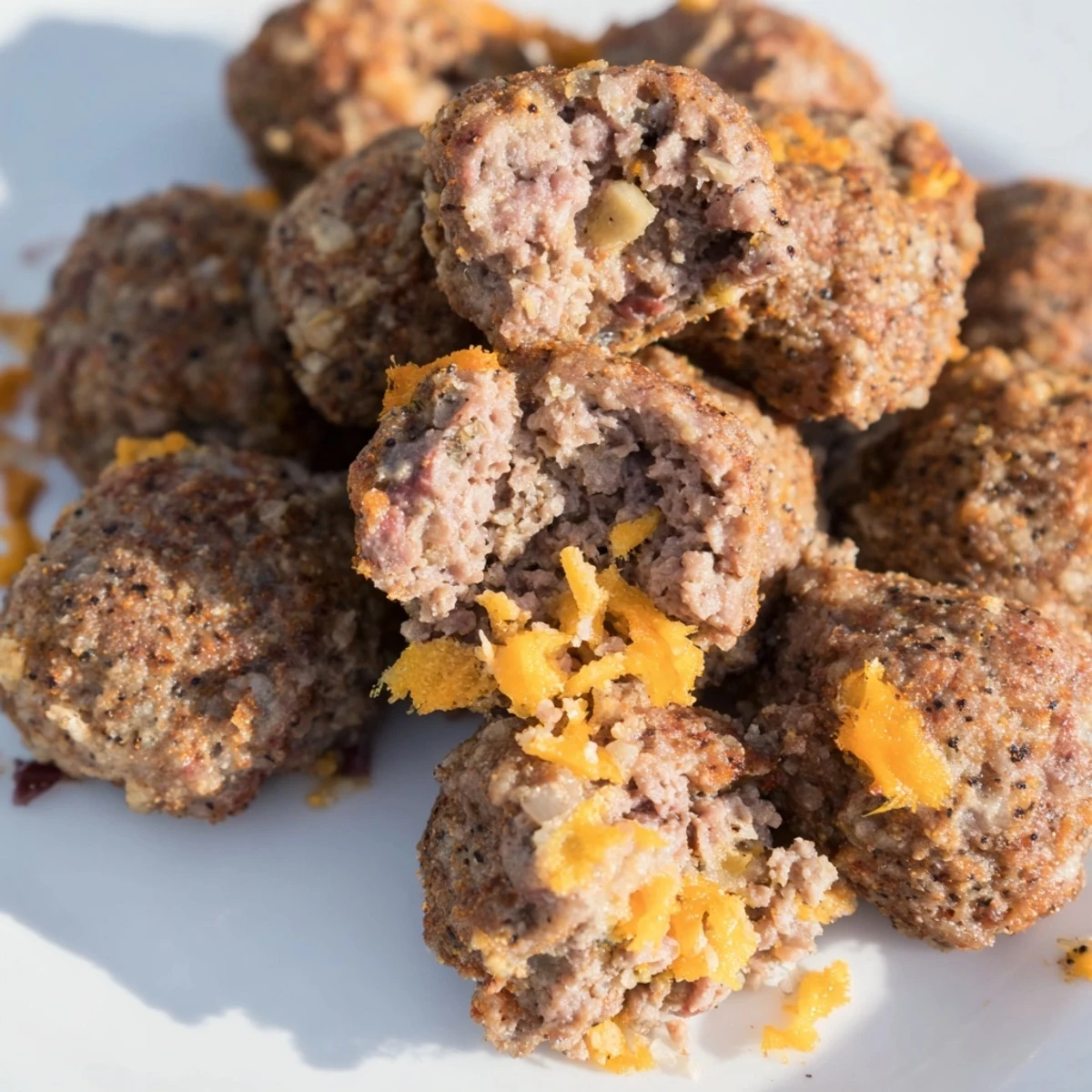 Savory American Beef Snack Bites served warm with a side of spicy ketchup dip.