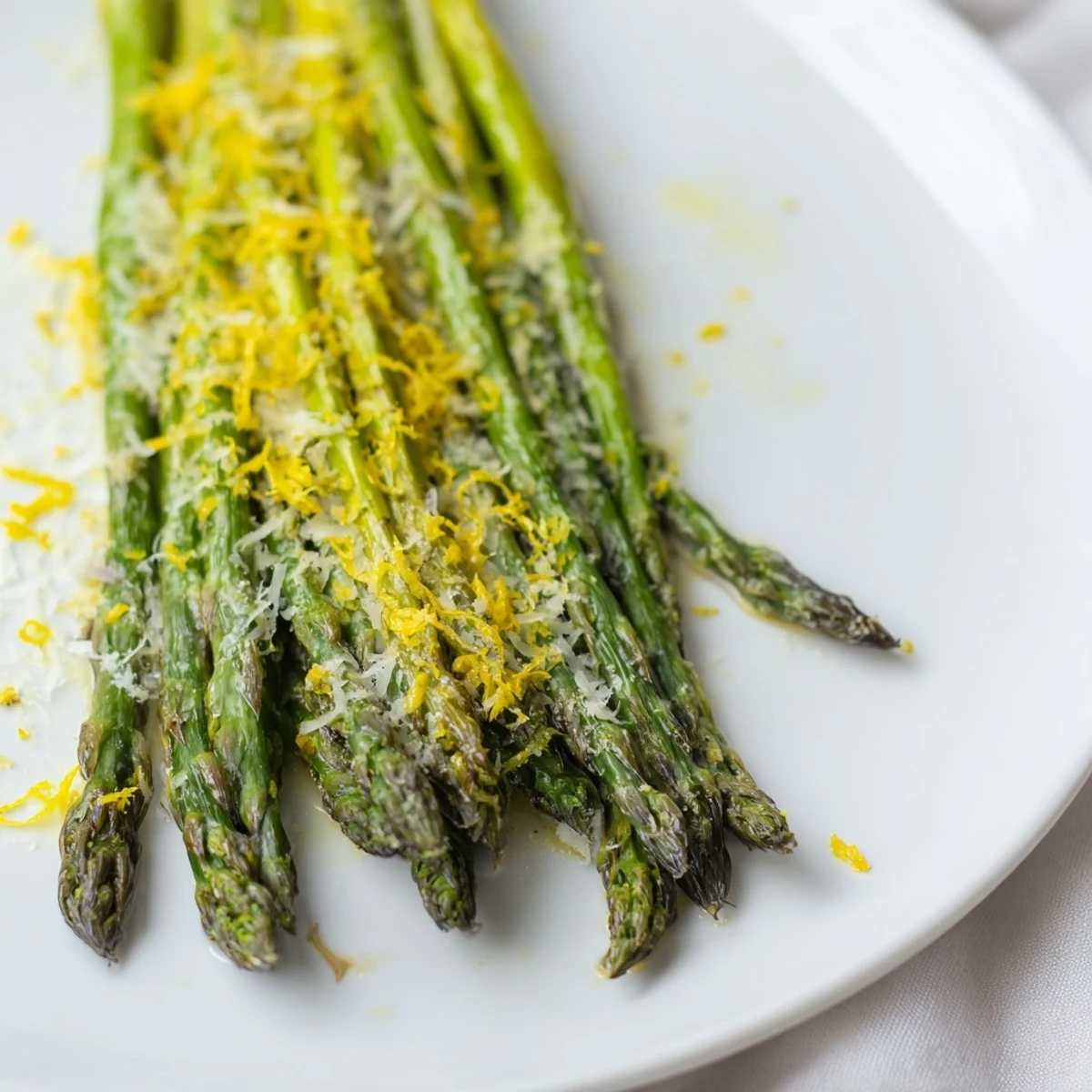 Roasted Asparagus with Parmesan and Lemon ready to serve as a bright, savory side dish for dinner.