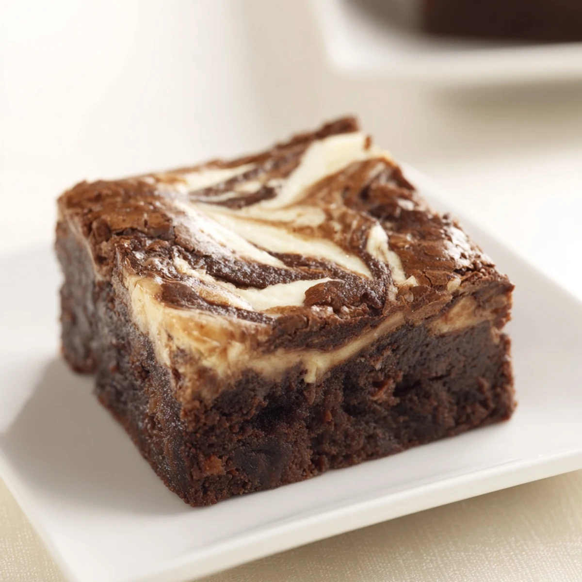 A slice of Cottage Cheese Brownies showing moist fudgy interior and marbled cottage cheese texture on a rustic wooden table with milk.