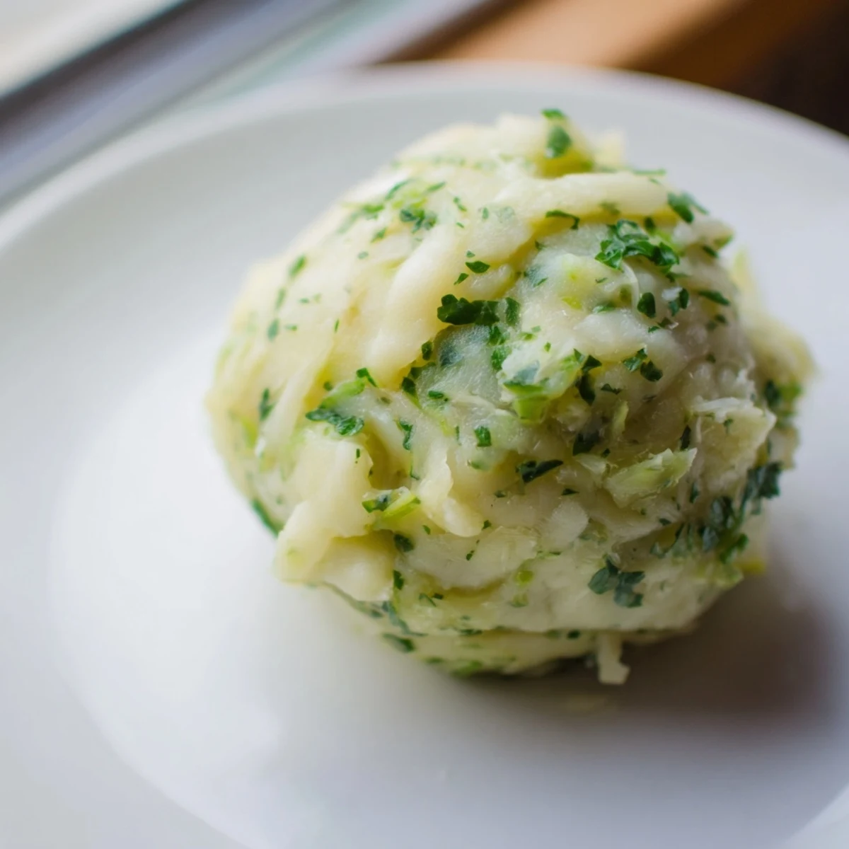 Freshly cooked German Cabbage Dumplings in a white bowl, a rustic German classic perfect for a hearty meal.