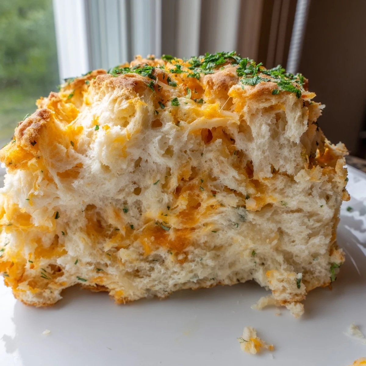 Homemade Red Lobsters Cheddar Bay Biscuit Loaf with sharp cheddar chunks, warm and perfect for soup night.