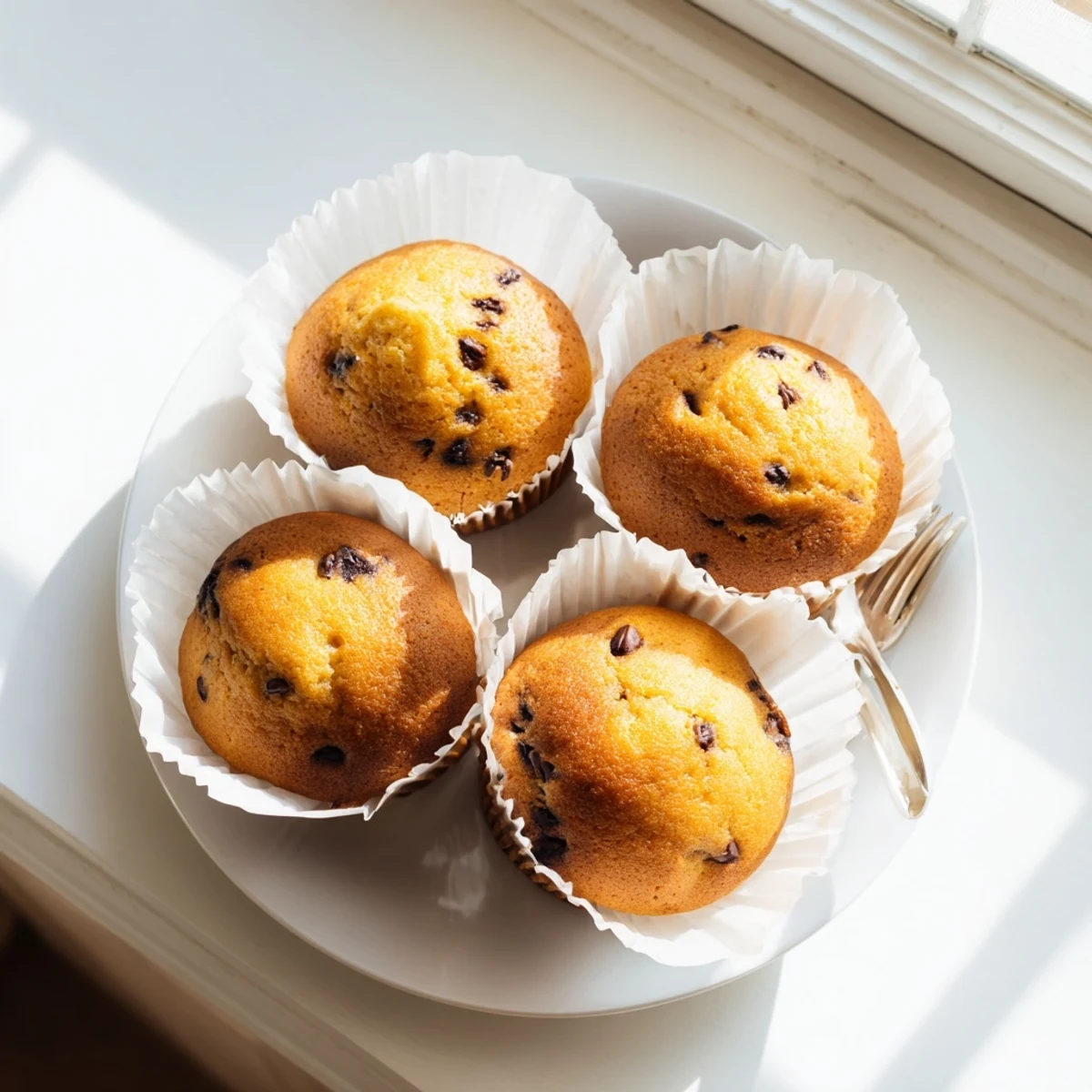 Freshly baked French Roast Coffee Muffins with mochi flour rest on a wire cooling rack, showcasing their golden tops. 
