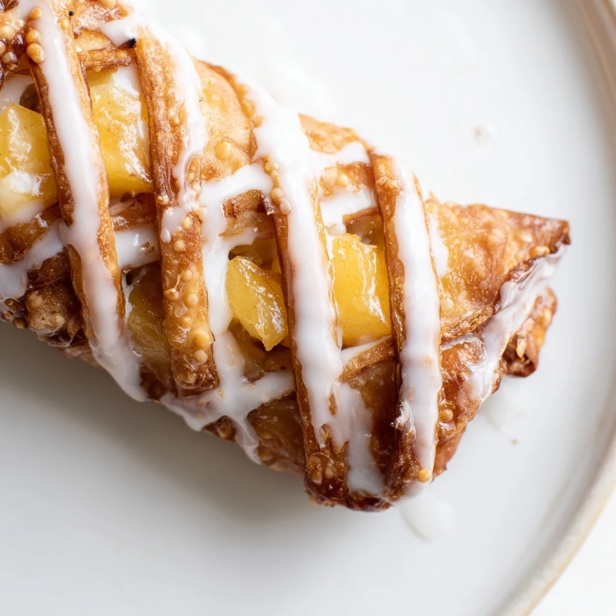 Crispy fried egg rolls stuffed with cinnamon spiced peaches ready for dessert enjoyment