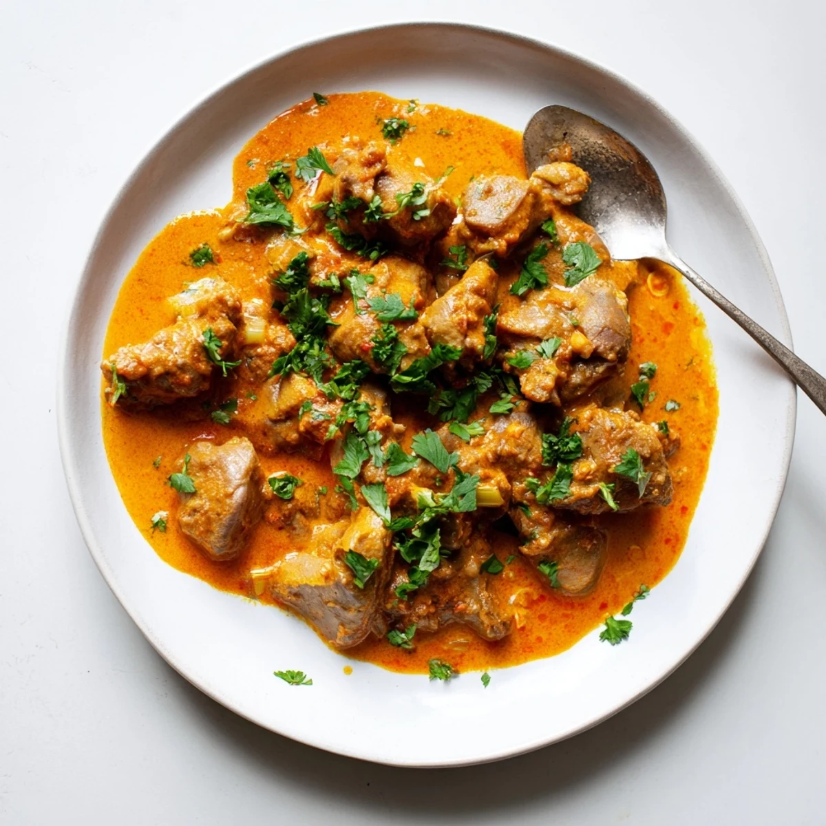 Savory butter chicken served steaming hot over fluffy white rice with naan bread