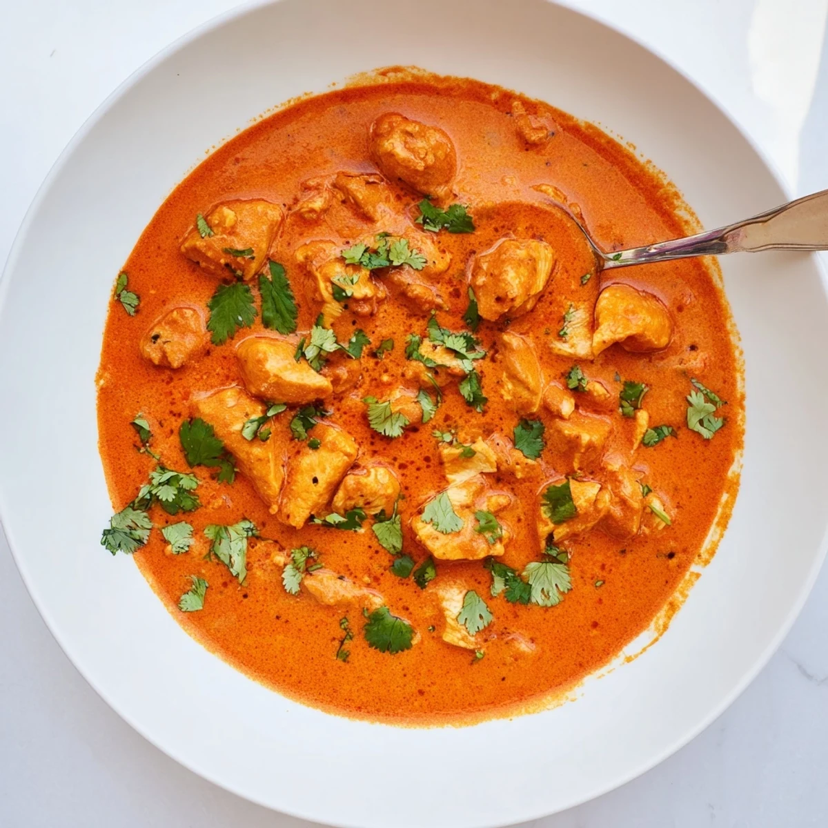 Creamy Indian Butter Chicken served over fluffy white rice with warm naan bread for a comforting weeknight dinner