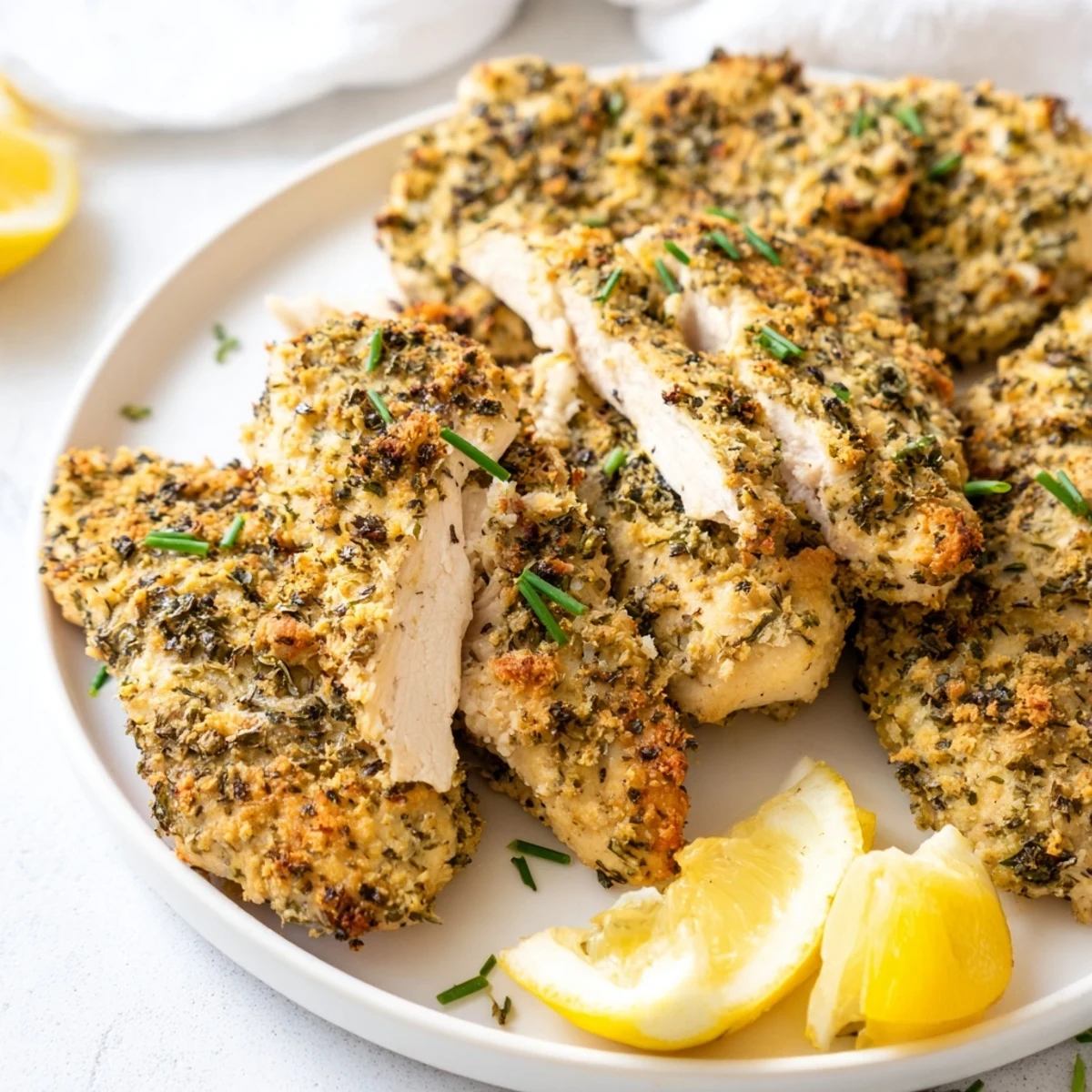 Tender marinated chicken breasts seasoned with spring garlic and fragrant herbs, roasted to juicy perfection