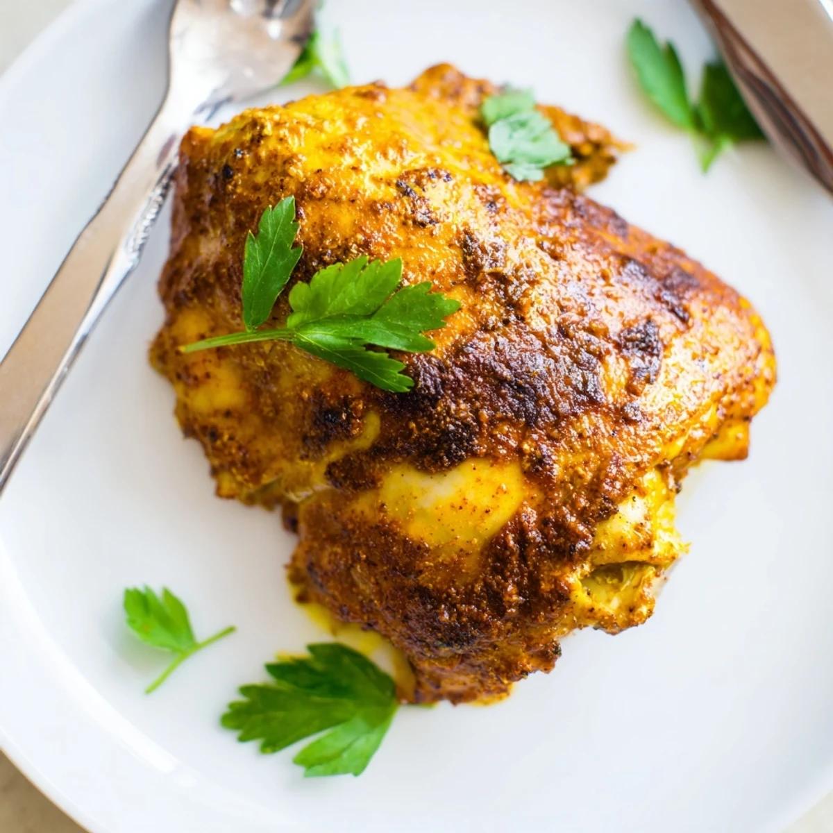 Golden Lebanese chicken thighs roasted with aromatic spices and served alongside creamy herby yogurt sauce