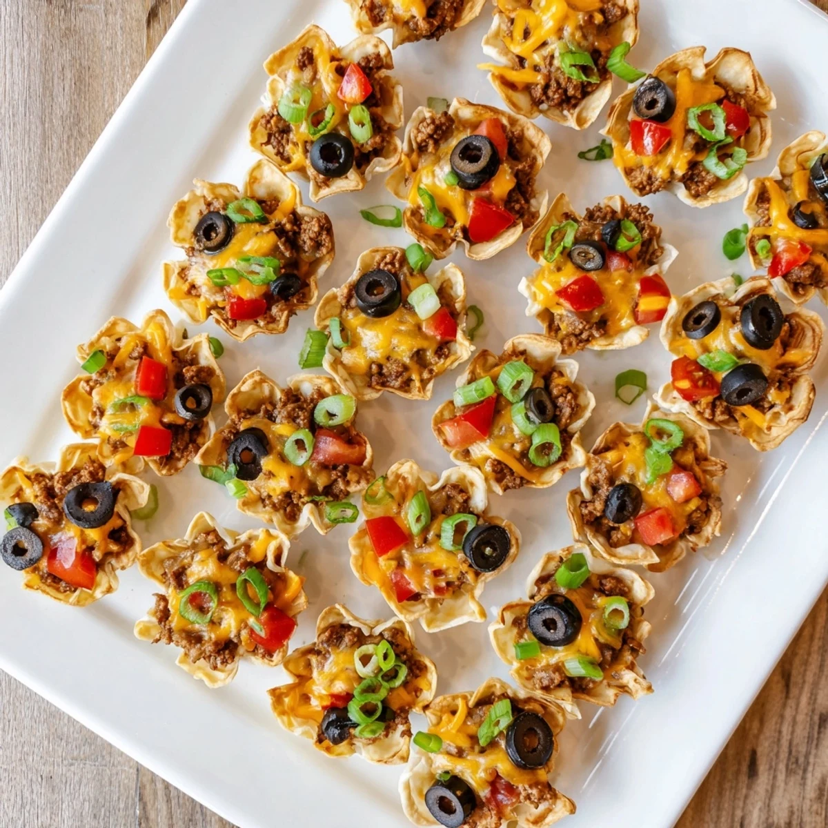 Golden Taco Ranch Bites bubbling with melted cheddar and seasoned beef in crispy shells
