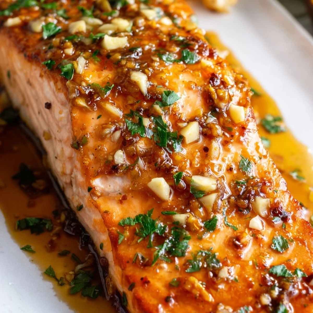 Succulent honey lime garlic butter baked salmon drizzled with pan sauce and lime wedges