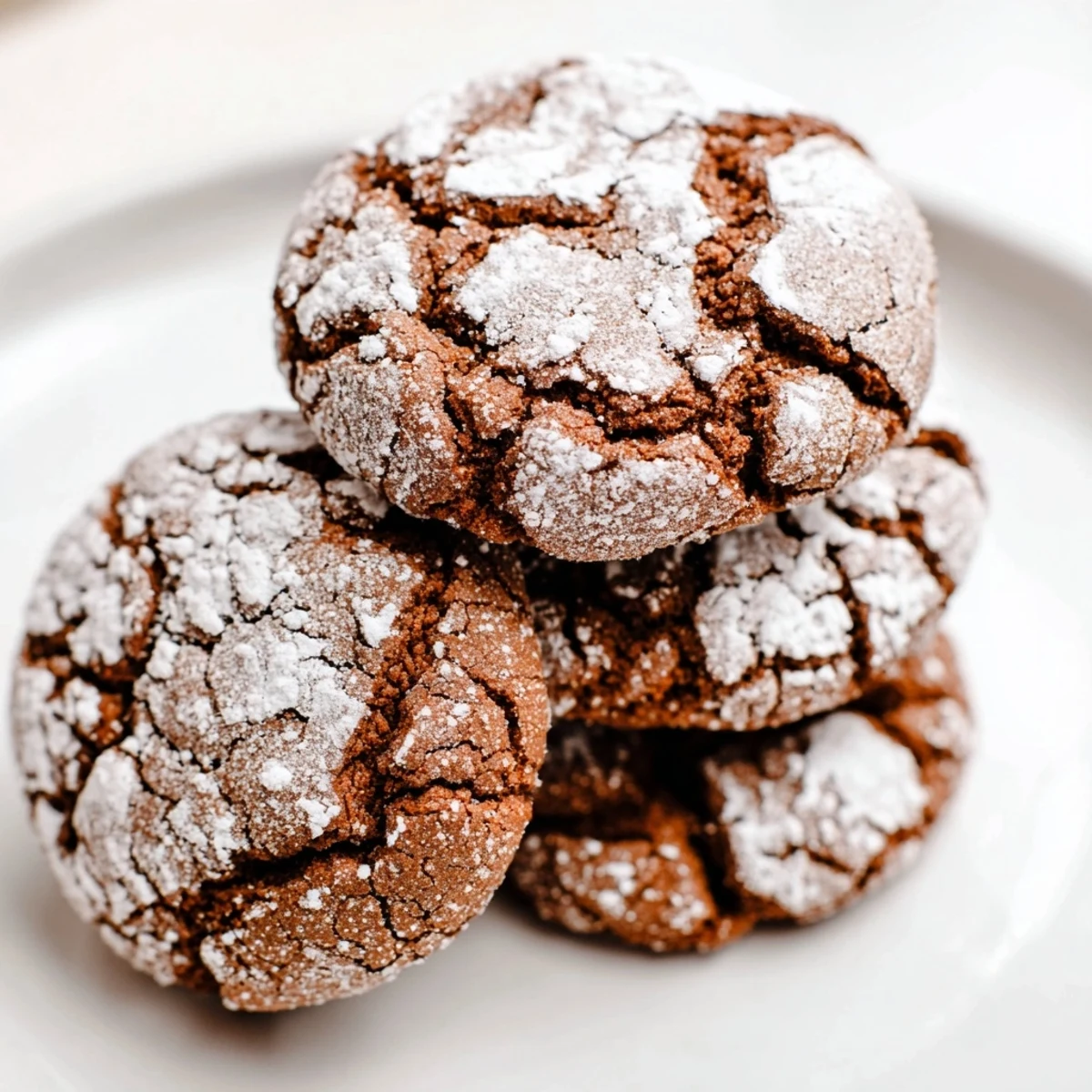 Warm gingerbread crinkle cookies with festive white sugar cracks arranged on a baking sheet
