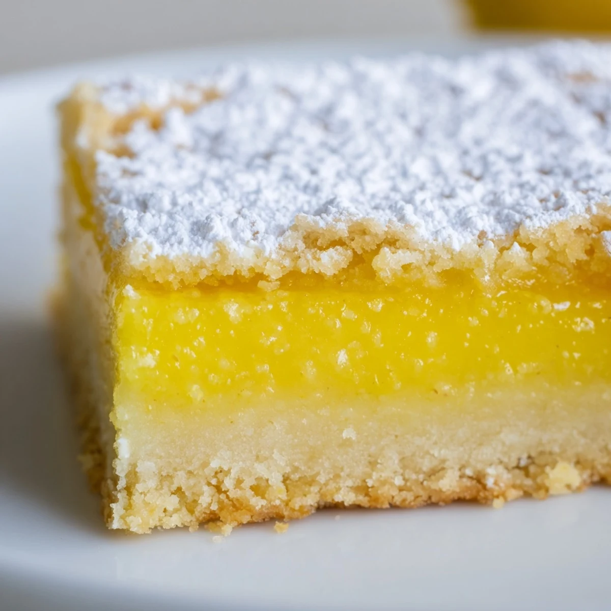 Bright yellow lemon bars cut into perfect rectangles and arranged on a cutting board