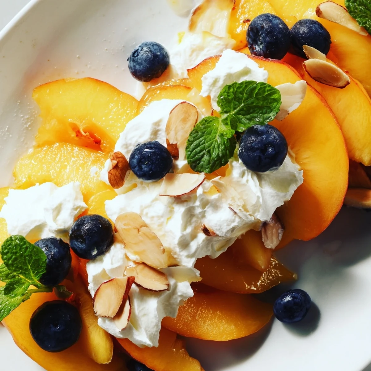 Juicy sliced peaches layered under fluffy whipped cream in this Peaches and Cream Salad