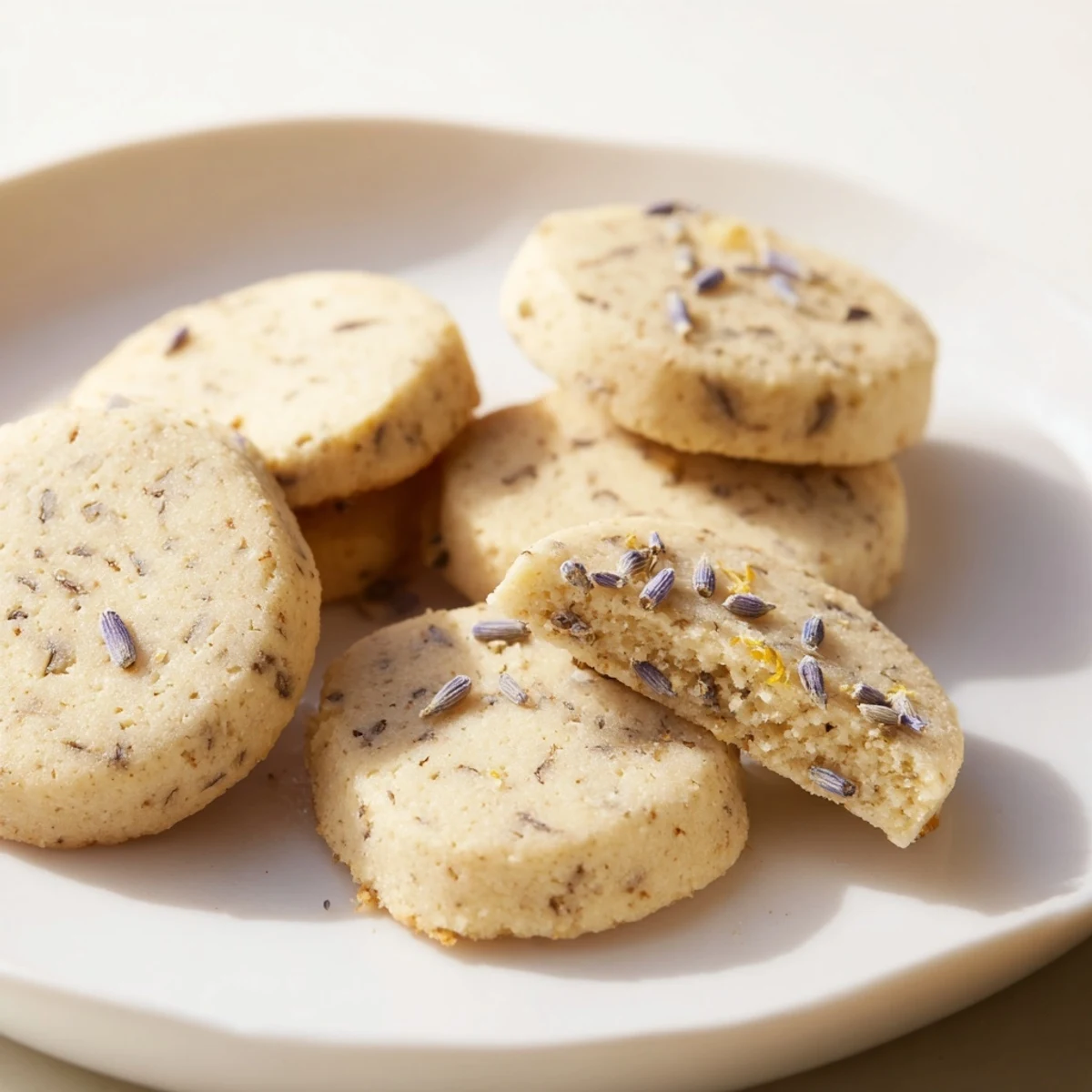 Soft lemon lavender cookies topped with sweet citrus glaze drizzle on a cooling wire rack