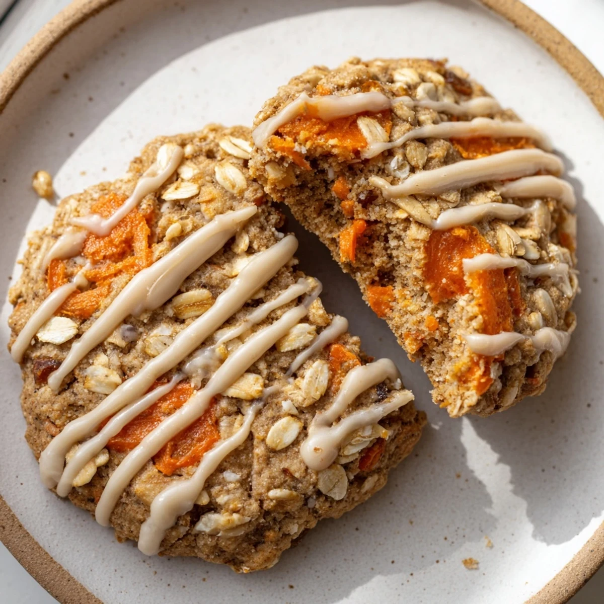 Golden spiced Chewy Brown Butter Carrot Cake Cookies loaded with grated carrots and chopped walnuts