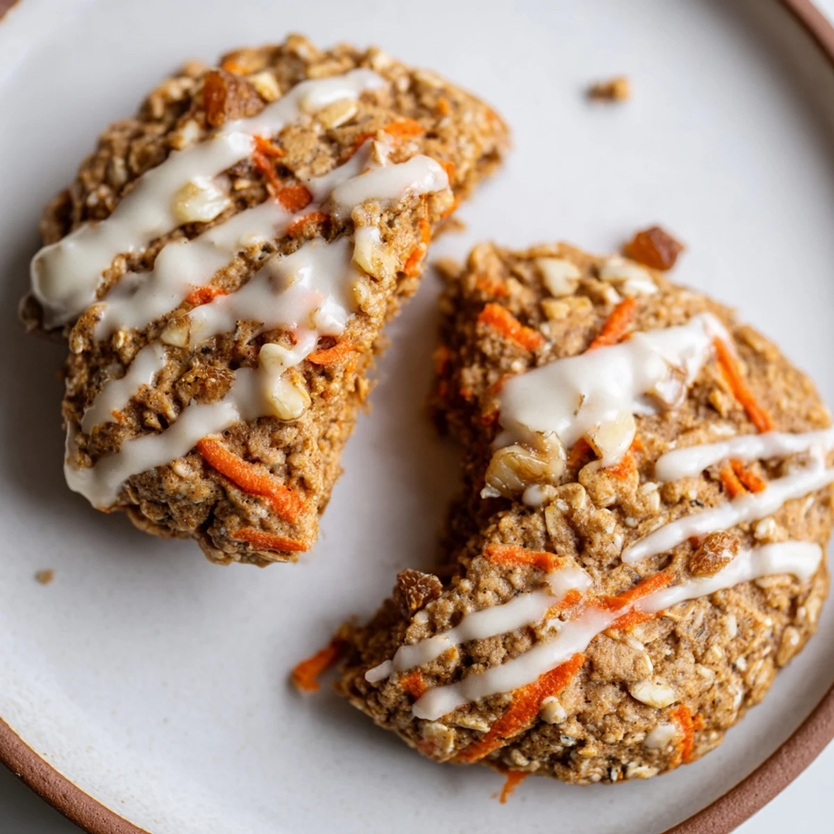 Thick soft Chewy Brown Butter Carrot Cake Cookies with oats raisins and cinnamon warming spices