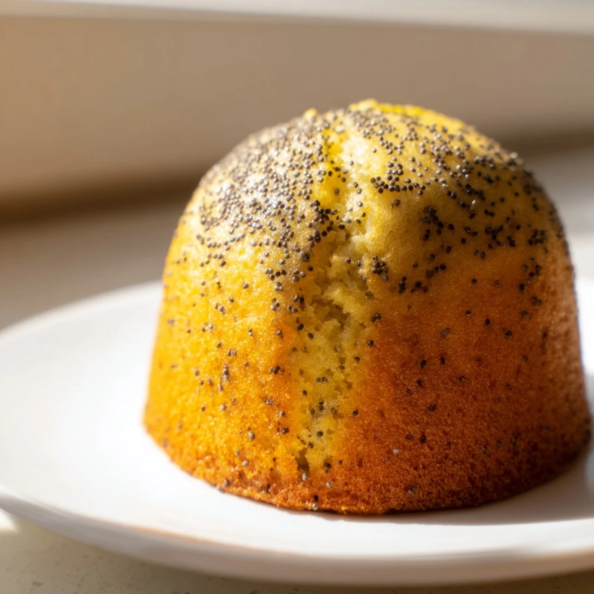 Moist lemon poppy seed muffins speckled with seeds beside a zesting grater