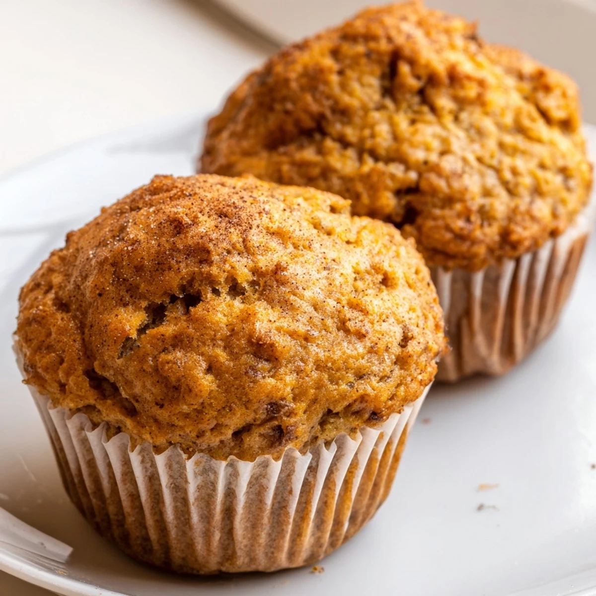 Golden banana muffins with crackled tops cooling on a rustic wire rack