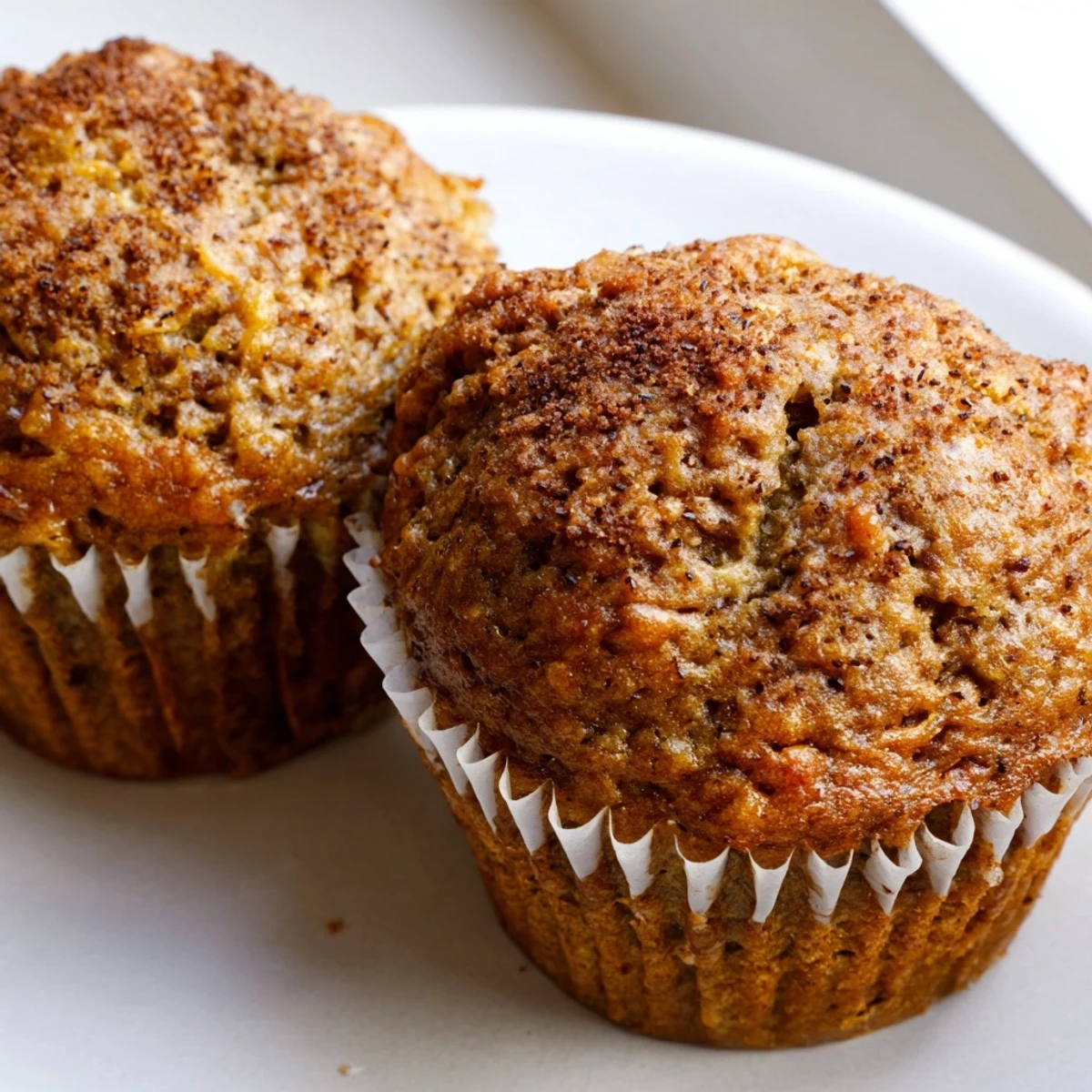 Freshly baked banana muffins arranged in a linen-lined basket for breakfast