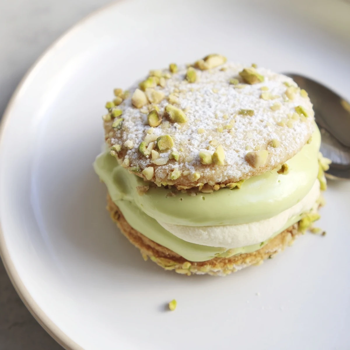 Elegant Pistachio Cream Cookies Recipe paired with teacup, delicate crumb and nutty aroma