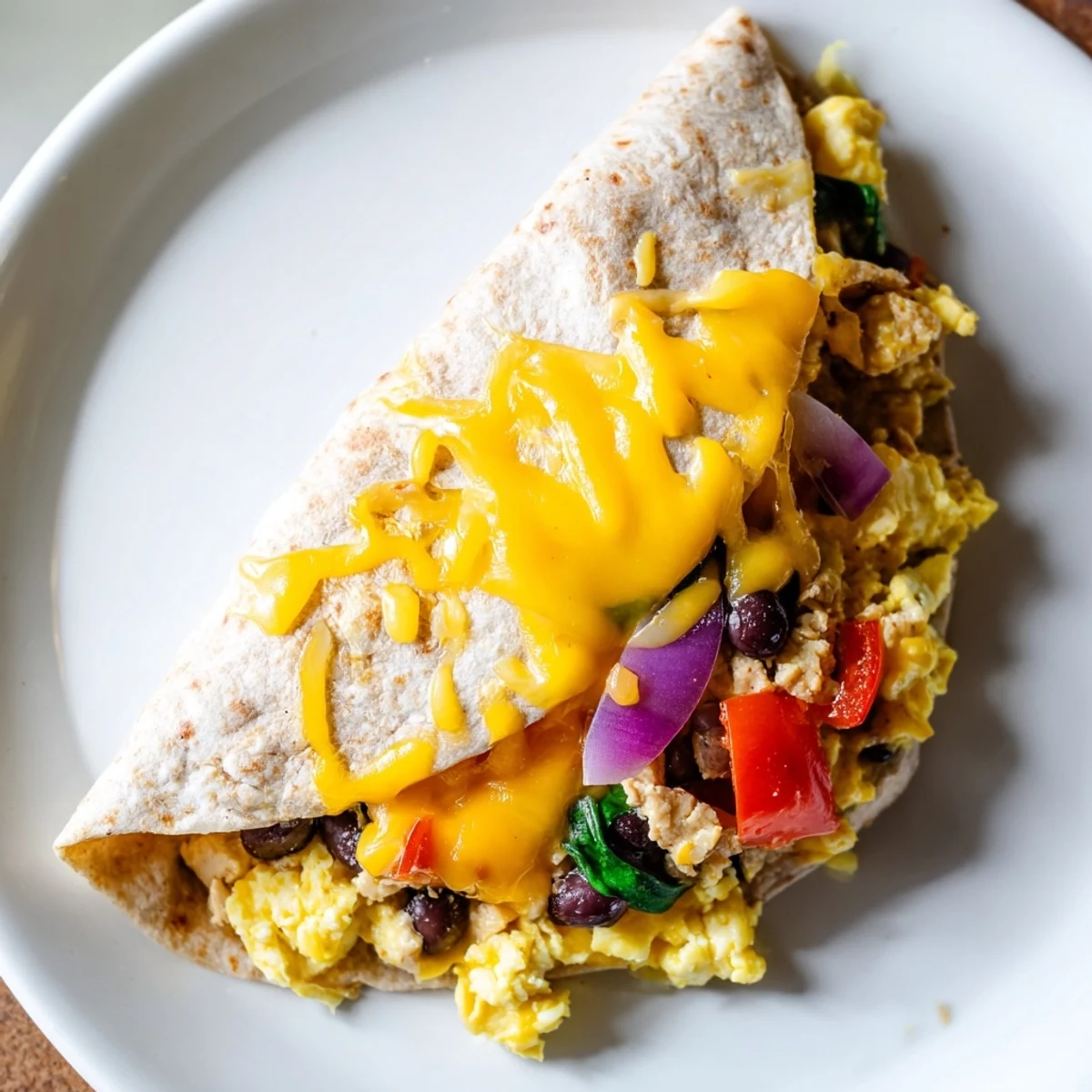 Warm Protein Breakfast Burrito on a plate beside tangy tomato salsa