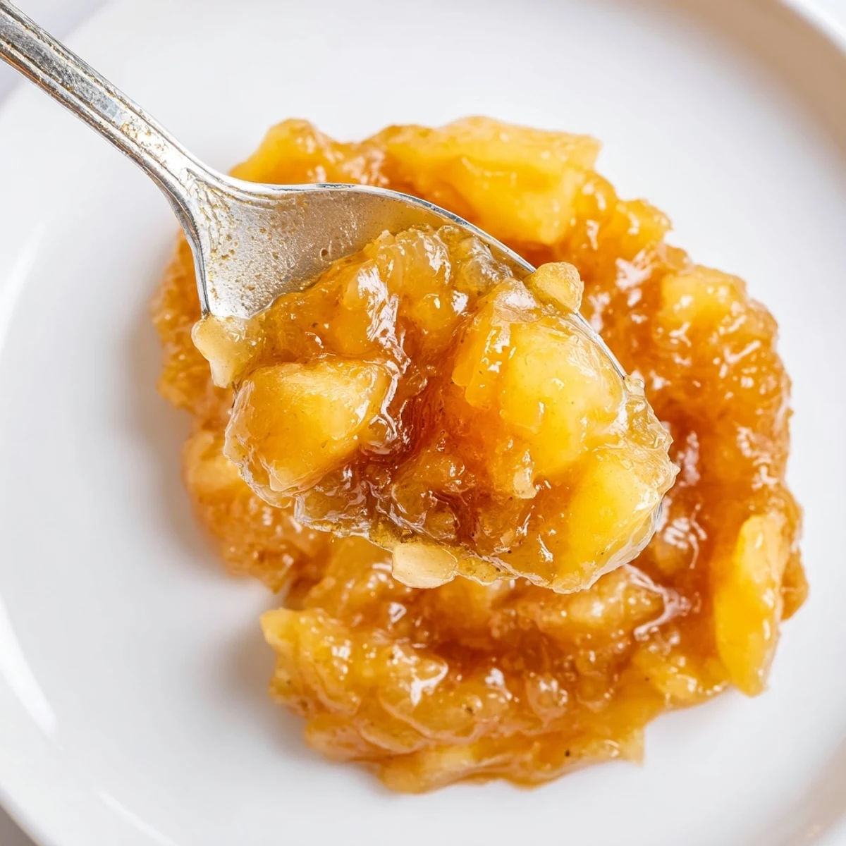 Homemade Fall Caramel Apple Jam spooned over toast, buttery caramel notes