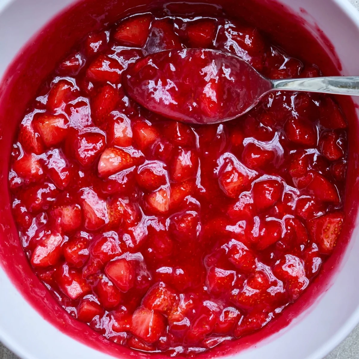 Fresh strawberry texture of Strawberry Cake Filling Recipe, glossy, sweet-tart, perfect for cupcakes.