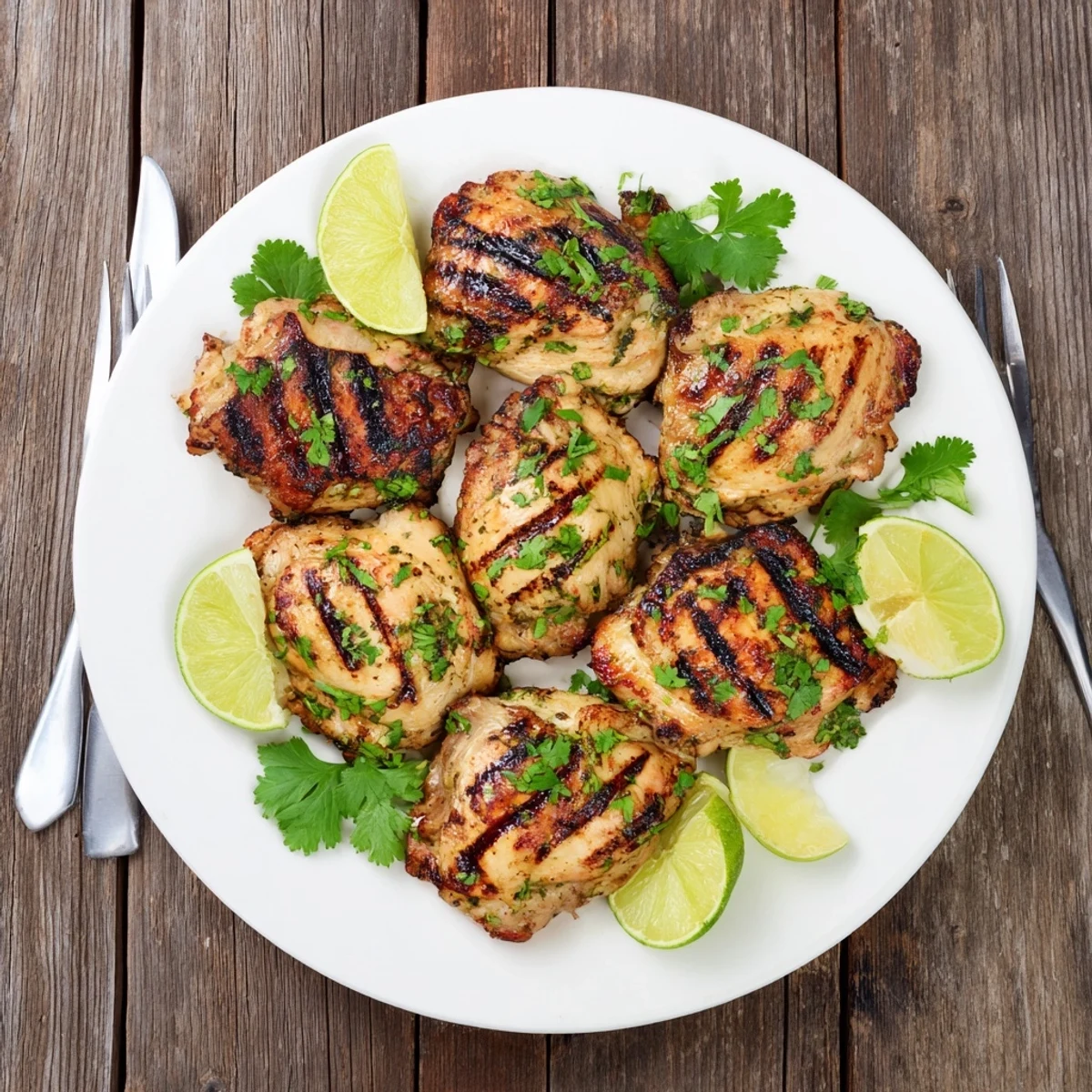 Juicy chicken thighs grilled to perfection with tangy lime and vibrant cilantro flavors