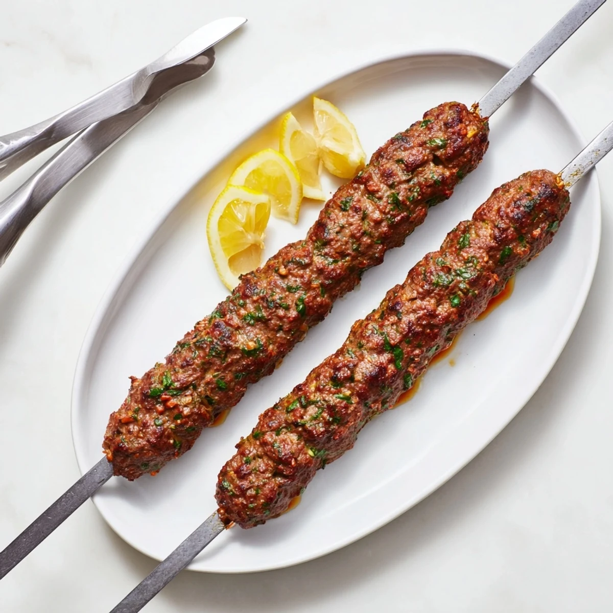 Savory ground lamb kofta kebabs grill to perfection over open flames with aromatic spices