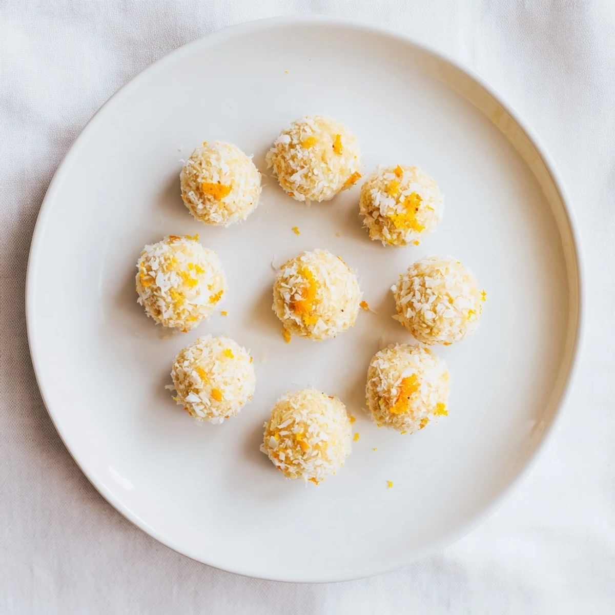 Golden Citrus Bliss Bites topped with citrus zest served on decorative parchment paper