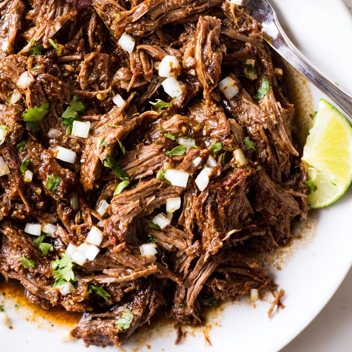 Slow Cooker Beef Barbacoa piled in warm tortillas, steamy and tender.
