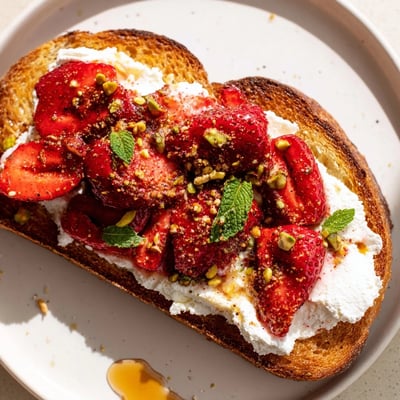 Roasted Strawberry Whipped Ricotta Toast