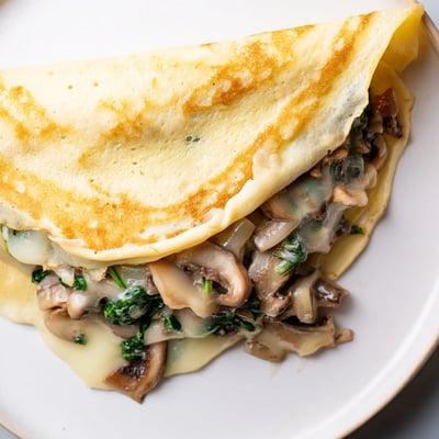 Savory Crepe with Spinach Mushroom